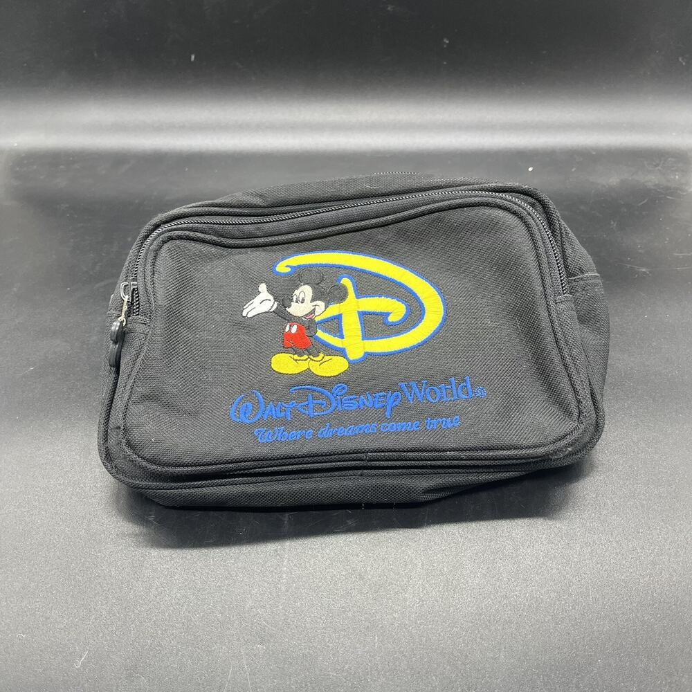 Walt Disney World Black Waist Fanny Pack Crossbody Combo Embroidered Purse